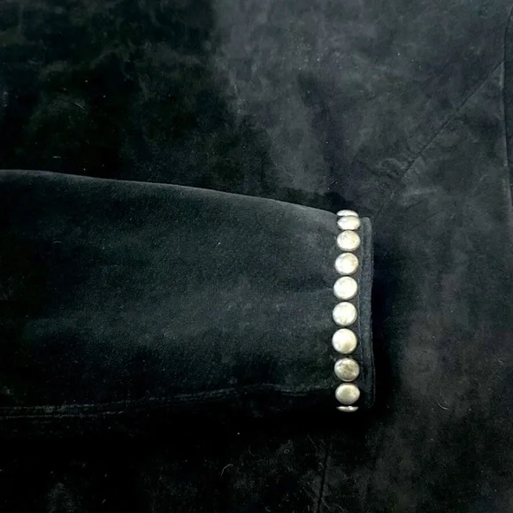 Double D Ranch suede studded jacket silver cross faux with turquoise Rtl $795 S - Picture 8 of 10